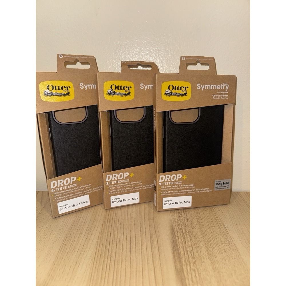 OtterBox iPhone 15 Pro Max Symmetry Cactus Leather Case Black Slim‎ Protection - Picture 3 of 7